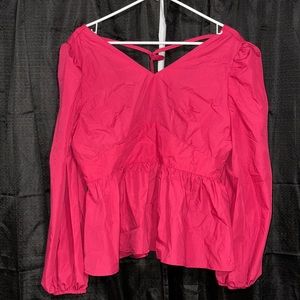 Lantern sleeve tied backless peplum top